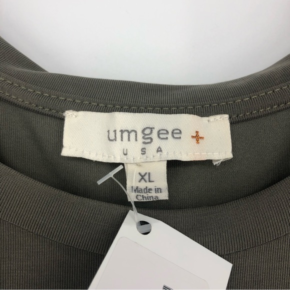 NWT Umgee Olive 3/4 Sleeve Scoop Neck Cupro Top Scalloped Tim Size XL - Picture 5 of 6
